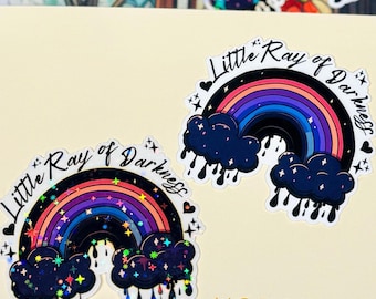 Little Ray of Darkness Dark Cloud Sticker, Rainbow Emo Mood Art, Mental Health