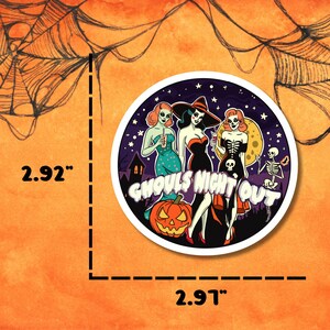 Retro Ghouls Night Out Halloween Sticker, Vintage Pinup Girls, Horror Planner Decor image 4
