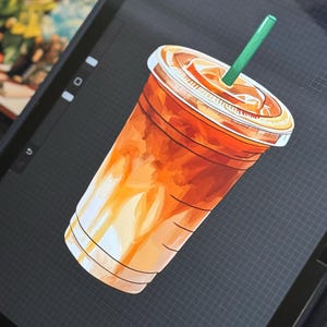 Custom Iced Coffee Sticker, Coquette Bow, Personalized Name Decal image 3
