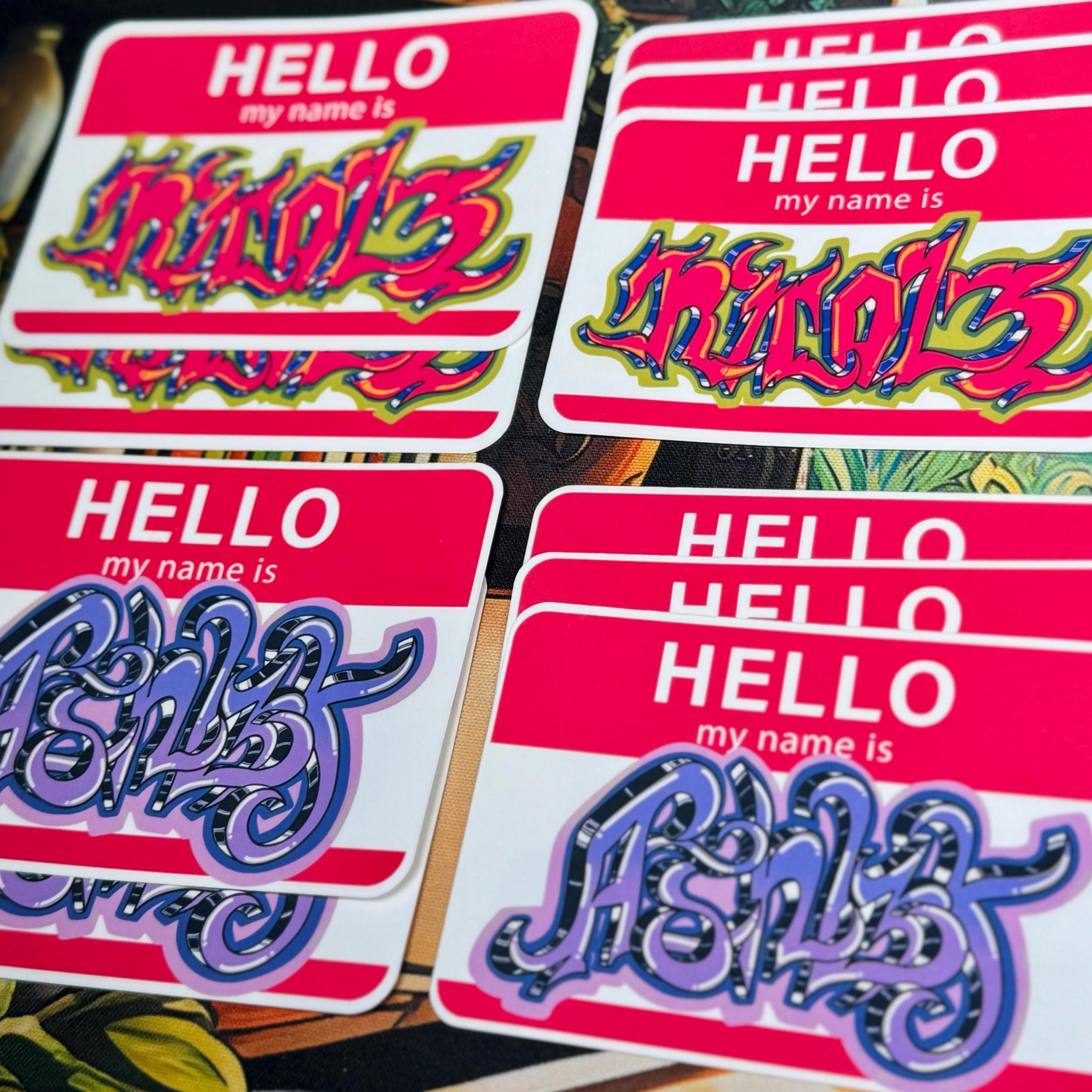 SALE!!! タペストリー 『please give me a name』 Personalized Graffiti Name Tag Stickers, Hello My Name Is, Custom