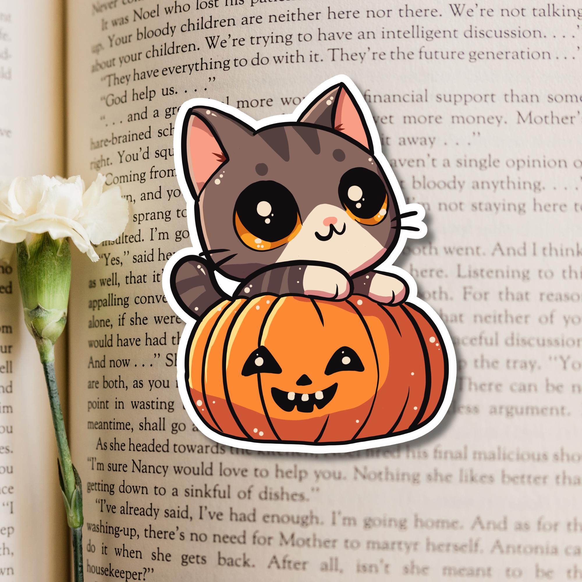 Pumpkin Cat Sticker, Spooky Season Cat Lover Gift, Halloween Planner ...