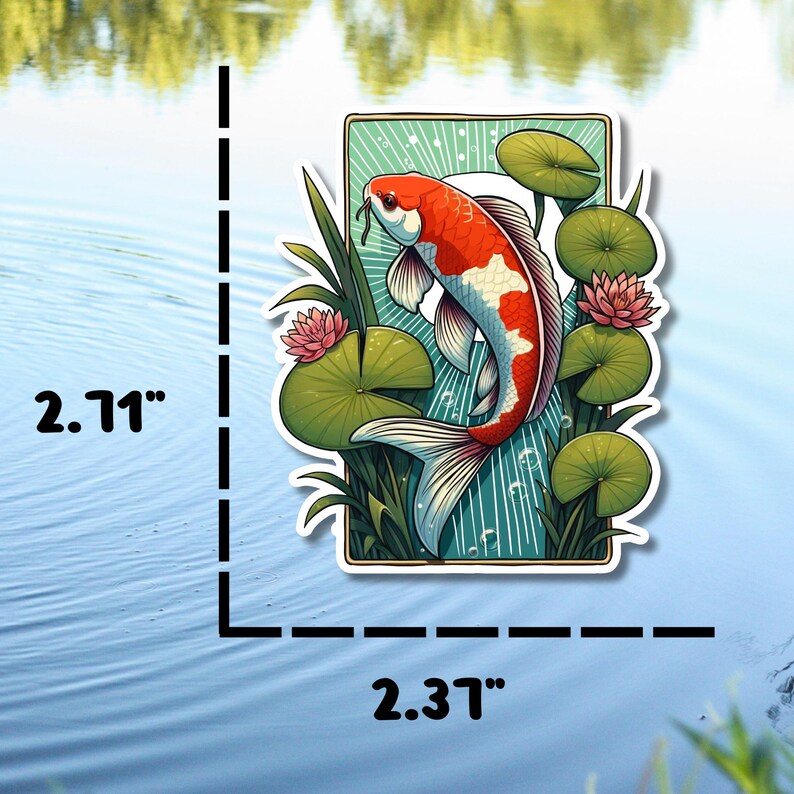 Koi Fish Sticker, Japanese Tattoo Art, Nature Junk Journal and Planner Decal image 3