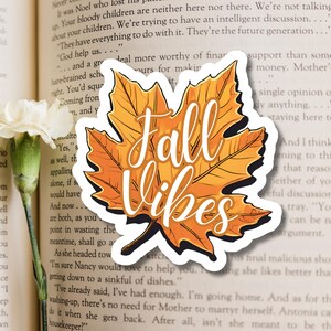 Fall Vibes Autumn Leaf Sticker, Harvest Decor, Junk Journal and Scrapbook Decal image 6