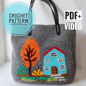 Herbst häkeln Tasche Muster häkeln Handtasche PDF Download und Video Anleitung Stofftasche häkeln Anleitung