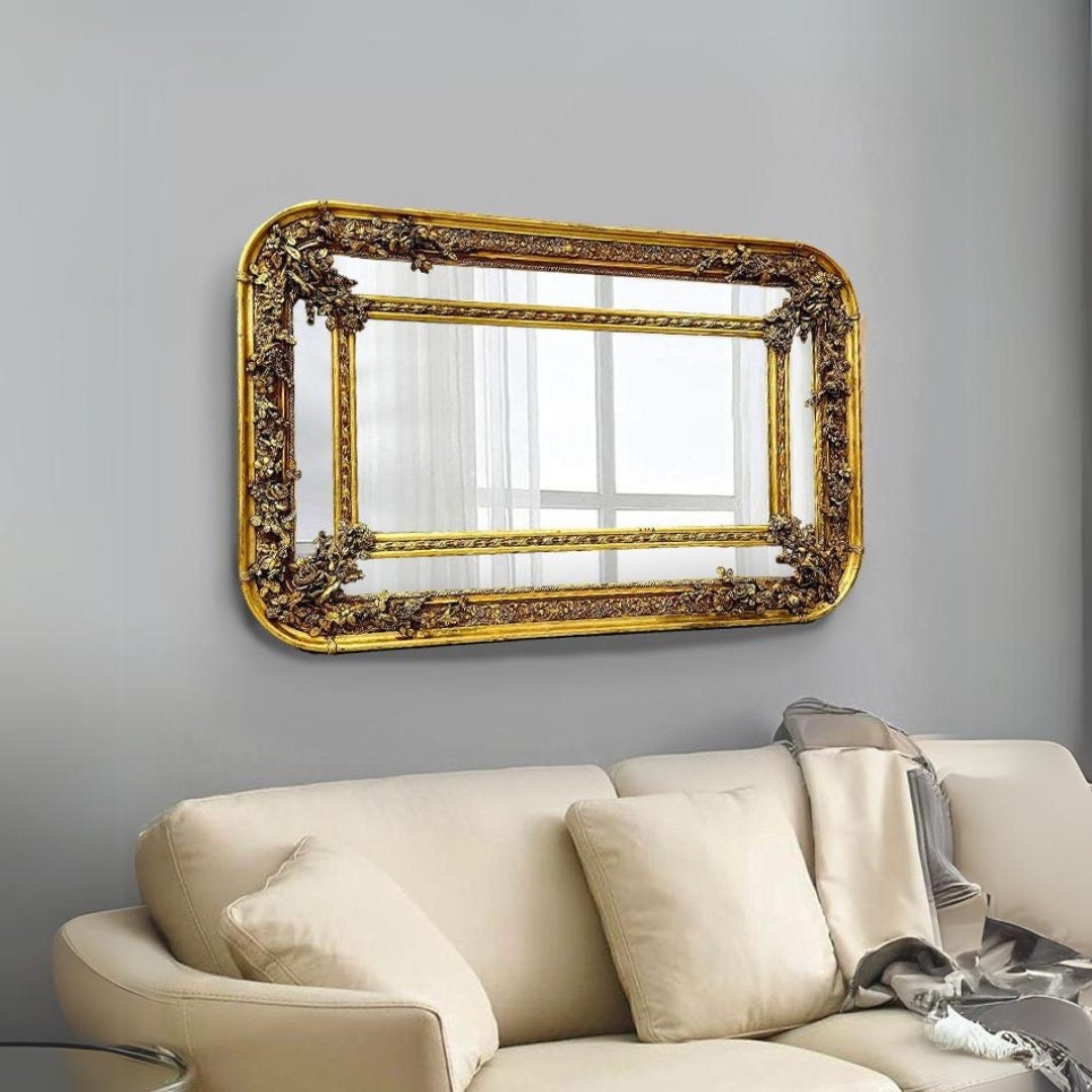 Gold Wall Mirror Baroque Style Rectangular Mirror only One Available ...
