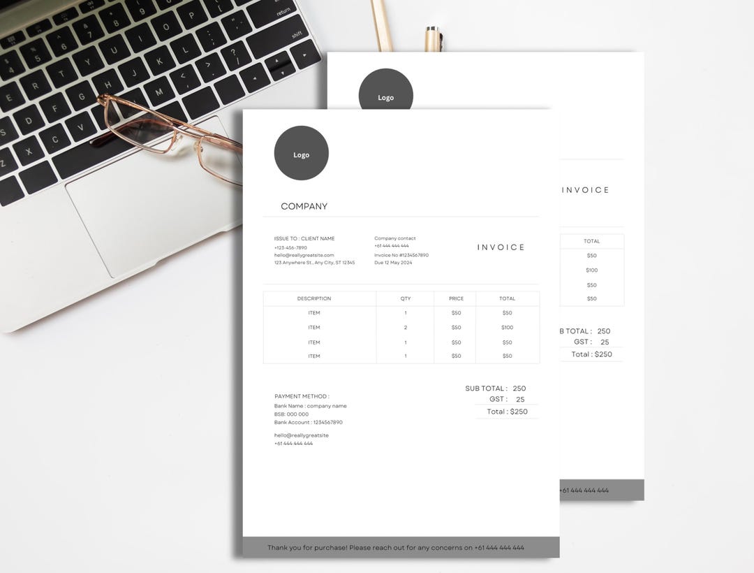 Minimalist Canva Editable Invoice Template, Small Business Custom Order ...
