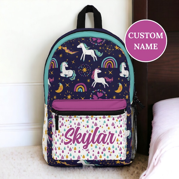 Unicorn Floral Pattern Print Backpack main image 1