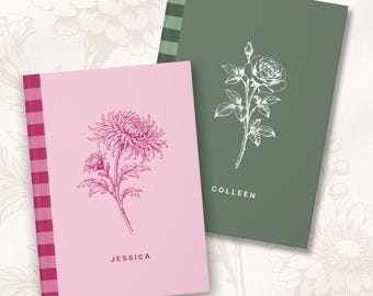 Personalized Birth Journal Writing Book Butterfly Notebook Lined Pages Monthly Diary Flower Design Custom Quote Graduation Gift Birthday