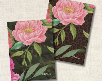 Floral Hardcover Journal Personalized with Name Blank Writing Notebook Peony Journal Gift Bridesmaid or Everyday Diary