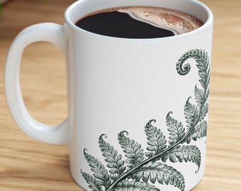Botanical Coffee Mug Kitchen Gift Plant Enthusiast Nature Fan Garden Theme Ceramic Cup White Drinkware Housewarming Present Birthday Idea