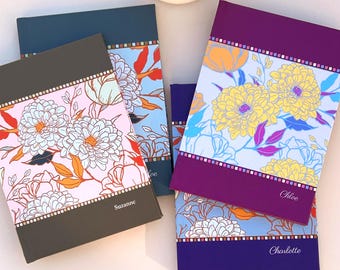 Personalized Hardcover Floral Journal Lined Writing Notebook Botanical Diary Birthday or Gift for Her