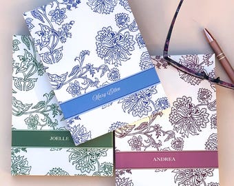 Personalized Hardcover Notebook Floral Botanical Journal Lined Writing Book Elegant Travel Diary