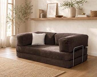 Floor Couch for Movie Room, Modular Lounge Sofa Bed, Corduroy Gaming Couch, Convertible Low Sofa for Bedroom