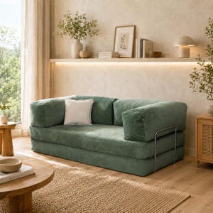 Slaapbank met converteerbare vloer, modulaire slaapbank, corduroy slaapbank, kleine ruimte bank, zitplaatsen gastenkamer