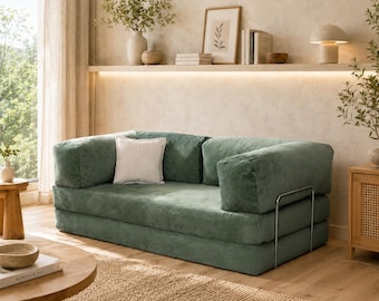 Wandelbares Boden-Schlafsofa, modulare Sofa-Couch, Cord-Schlafsofa, kleine Weltraumcouch, Gästezimmer-Sitzmöbel