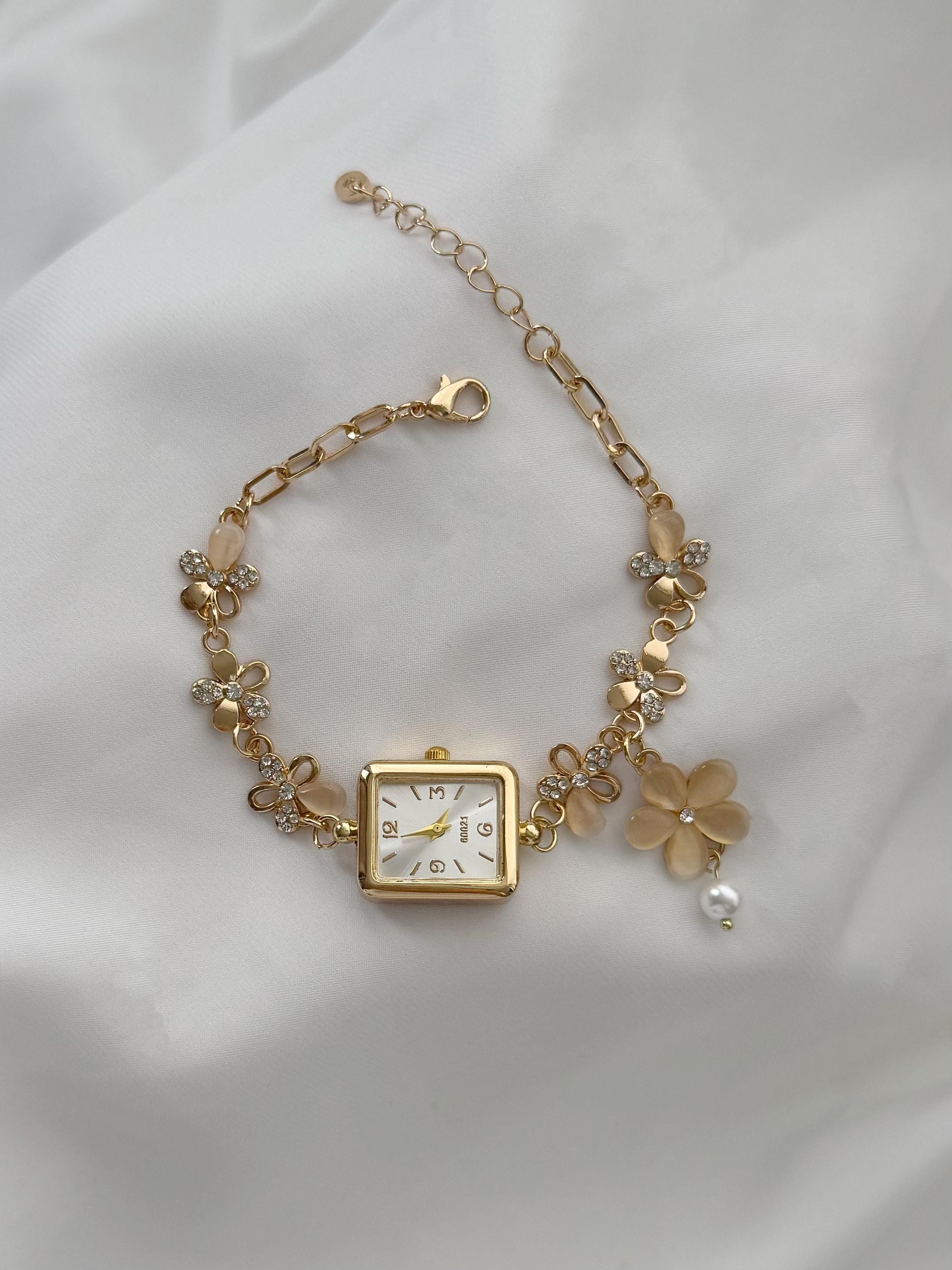 Floral Watch Bracelet for Women – Elegant Dainty Flower 