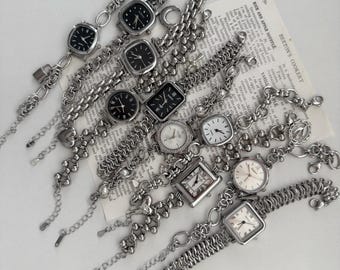 Black and White Watch Bracelet,Gothic Y2K Charm Watch for Women,Retro Chain Wristwatch Jewelr,Punk Edgy Watch Bracelet,Handmade Gift