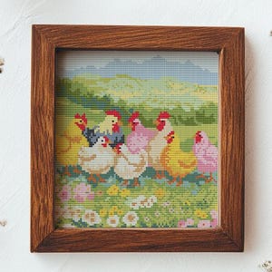 Easter Chickens in Spring Meadow cross stitch pattern PDF – cs36