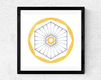 Mandala Print, Abstrakcyjna geometryczna sztuka ścienna, Wydruk 8x8, Współczesny wystrój domu, Minimalistyczna nowoczesna mandala, Nowoczesny wydruk sztuki ściennej, Sztuka koła