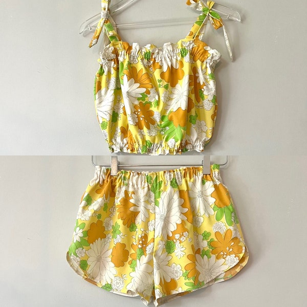 1970s Sunny Floral Reworked Matching Set handmade!