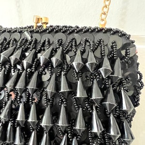 1950s GLAM Black Fringe Beaded Evening Clutch Purse image 6