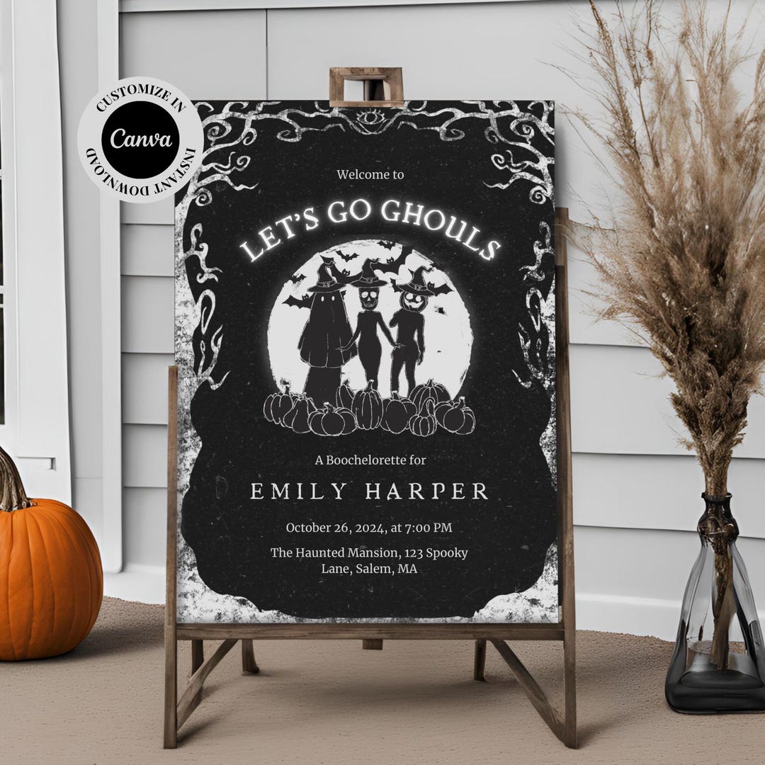Spooky Halloween Bachelorette Welcome Sign Template for Gothic Witch ...