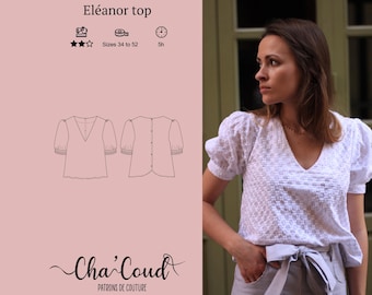 Schnittmuster: Oberteil „Eleanor“ von Cha' Coud – PDF-Schnittmuster – Größen 34 bis 52