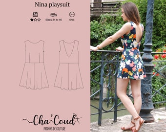 Schnittmuster: Nina Playsuit von Cha' Coud – PDF-Nähmuster – Größen 34 bis 46