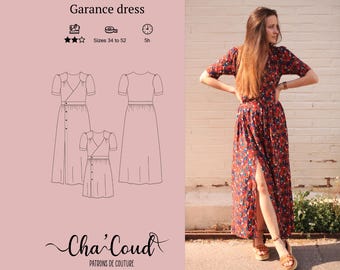 Schnittmuster: Kleid Garance von Cha‘ Coud – PDF-Schnittmuster – Größen 34 bis 52