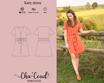 Schnittmuster: Katy-Kleid von Cha' Coud – PDF-Schnittmuster – Größen 34 bis 52