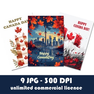 Canada Day Clipart, Cadeaubon, 9 hoge kwaliteit JPG, Digitale download, Kaarten maken, Digitale papierkunst, esdoornblad, Digitale download, Kaart maken, Esdoornblad, Wenskaart
