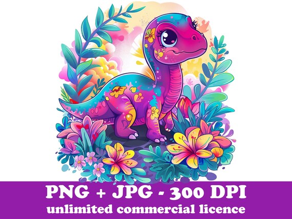 Dinosaur PNG clipart, Flowered Dino Png, Dinosaur clipart, shirt designs, dtf designs, sublimation designs, Sublimation Shirt, kids clipart