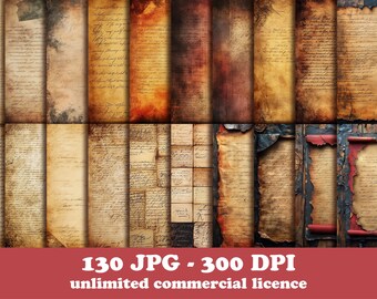 130 Vintage Handschrift Digital Papier, Junk-Journal Seiten, alte Handschrift Briefe, antikes Skizzenpapier Ephemera, Scrapbook Vintage-Papier,