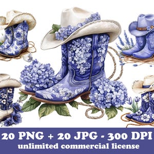 20 bottes de cowboy et chapeau PNG, Clipart Western, fer à cheval et fleurs clipart, dessin animé de Style campagnard, botte de cowboy floral et sublimation de lasso