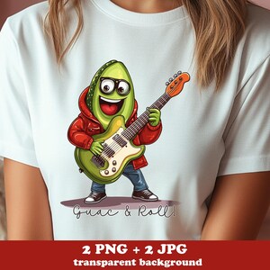 2 digitale Cinco de Mayo Avocado png, Liebhaber der Rockmusik, Guac and Roll png, mexikanische Fiesta Sublimation für Shirts, Fiesta Family Shirts