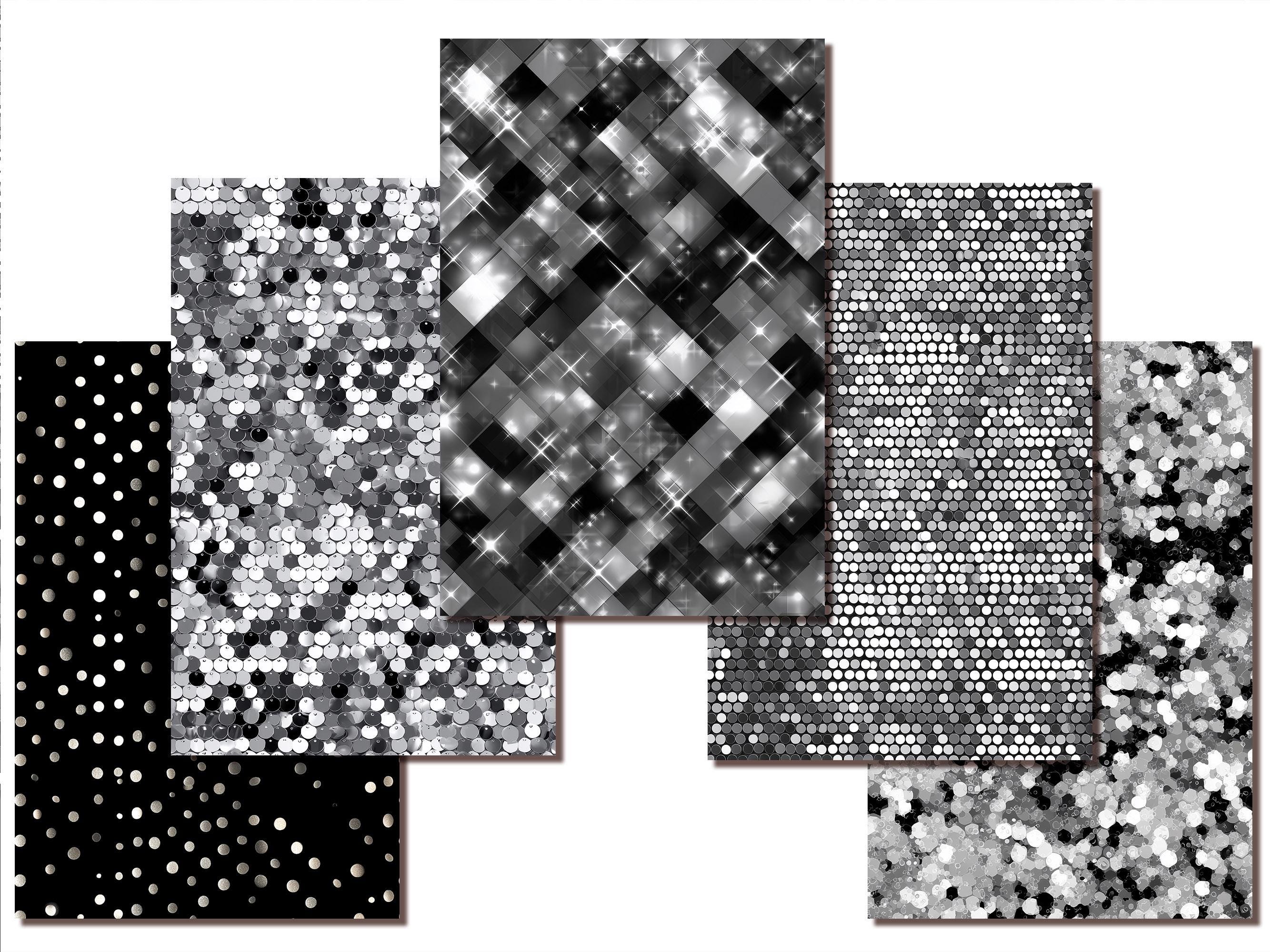 Silver Sequin Seamless Backgrounds, Glitter Bokeh Digital Paper ...