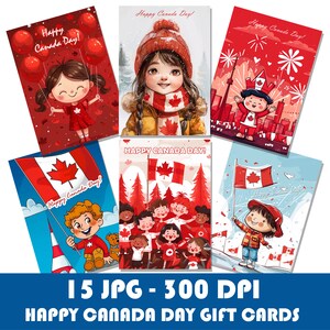 Tarjeta de felicitación para niños canadienses (JPG), póster infantil, clipart del Día de Canadá, tarjeta de regalo, digital, creación de tarjetas, para niños, clipart para niños