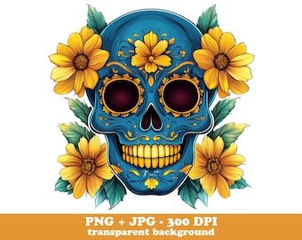 Skull design shirt PNG Clipart, Gothic Floral Sublimation Design, Halloween Boho Pastel Aesthetic Digital Download skull with Flowers
