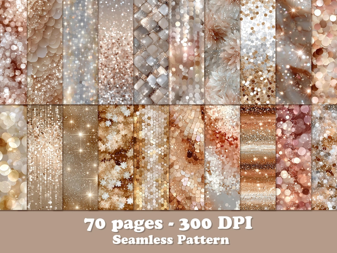 Gold Sequin Seamless Backgrounds, Glitter Bokeh Digital Paper, Holiday ...