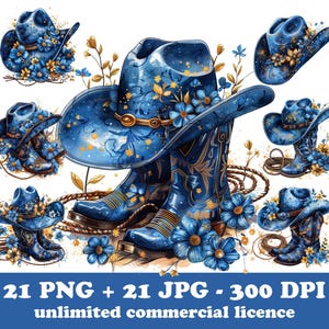21 Cowboy Boots and Hat PNG, Western Clipart, Horseshoe and flowers clipart, Country Style cartoon, Floral Cowboy Boot and Lasso Image