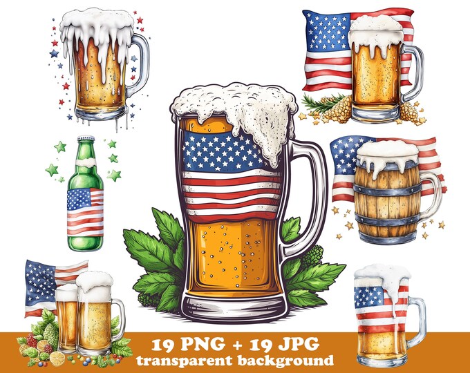 Beer Mug American Flag Png, Psd, Eps, Jpg, Pdf Svg USA Clipart, Alcohol ...