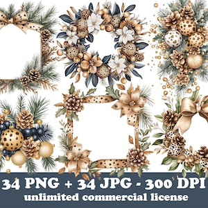 34 cornice natalizia ad acquerello png, bordo invernale, ghirlanda natalizia clipart, ghirlanda di ornamenti per decorazioni natalizie, bordo per invito invernale