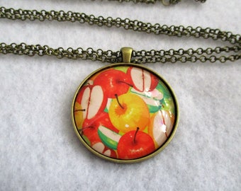 Sale Sale Sale * Red Yellow Green APPLES Apples & More APPLES Cabochon PENDANT Necklace