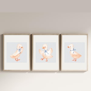 Set of 3 Duck Printable Wall Art,  Nursery Decor, Adorable Animal Prints for Baby Room or Children&#39;s Playroom, duck digital art, Farm animal