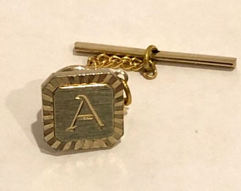 Swank Two Tone Tie Tack Initial A Vintage 50s VFG