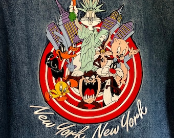 Vintage Looney Tunes Denim Shirt: New York Bugs Bunny, 90s Warner Bros