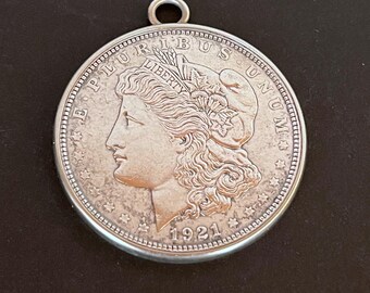 Silver Dollar Pendant Morgan 1921 D