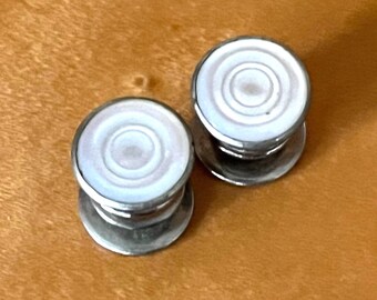 Mother of Pearl Snap Link Cufflinks Vintage Art Deco