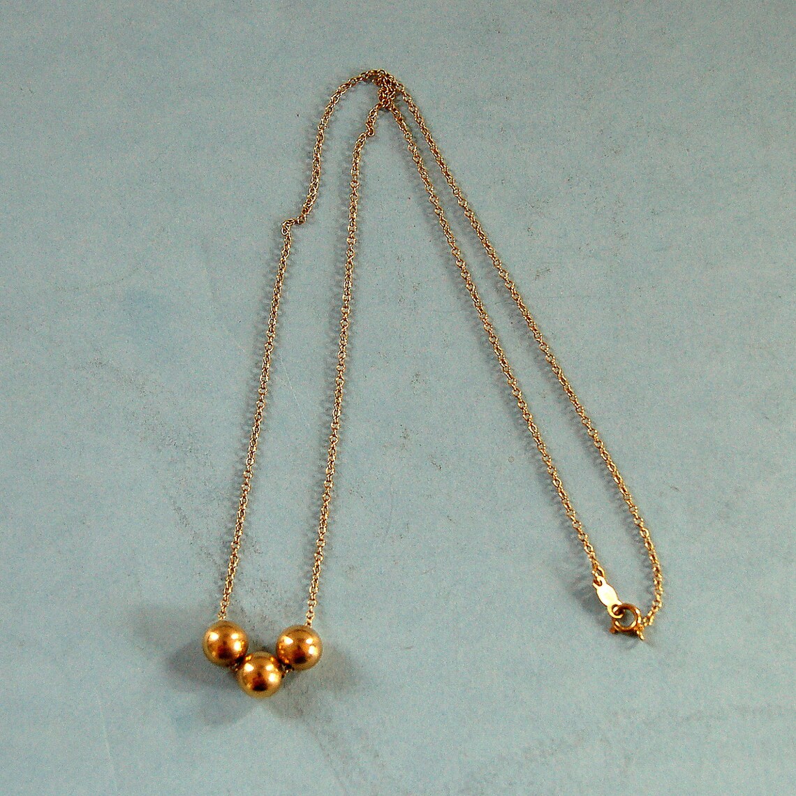 Vintage 14K Gold Add a Bead Necklace 16 1/2 Inches 3 beads Etsy
