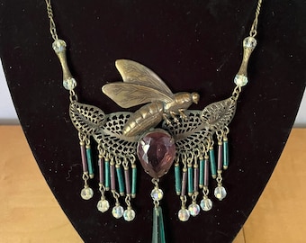 Sadie Green Bumble Bee Necklace Vintage 1980s Signed